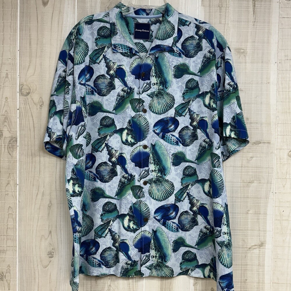 Tommy Bahama Mens Original Fit Seashells Silk Button Shirt 3XL Resort Wear Coast